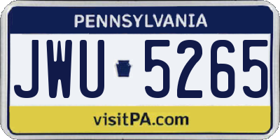 PA license plate JWU5265