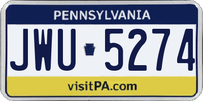 PA license plate JWU5274