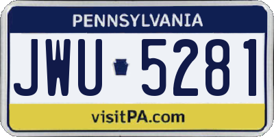 PA license plate JWU5281