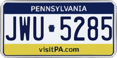 PA license plate JWU5285