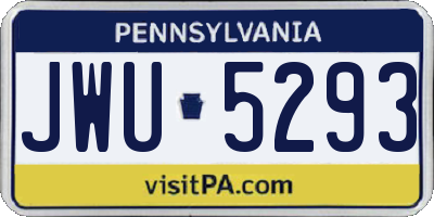 PA license plate JWU5293