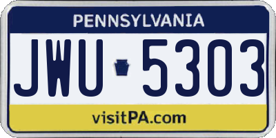 PA license plate JWU5303