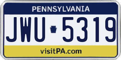 PA license plate JWU5319