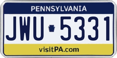 PA license plate JWU5331