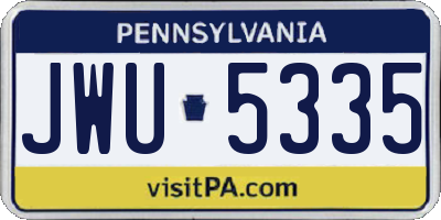 PA license plate JWU5335