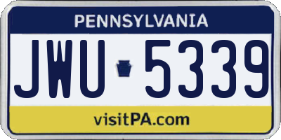 PA license plate JWU5339