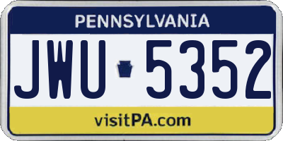PA license plate JWU5352