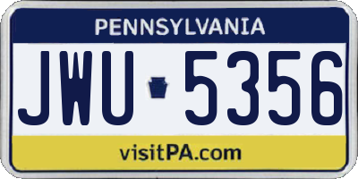 PA license plate JWU5356