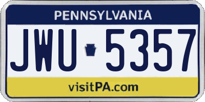PA license plate JWU5357