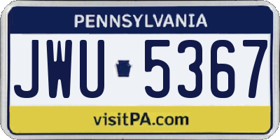 PA license plate JWU5367