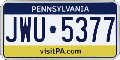 PA license plate JWU5377