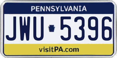 PA license plate JWU5396