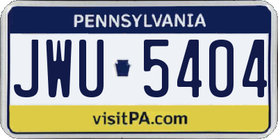 PA license plate JWU5404