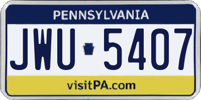PA license plate JWU5407