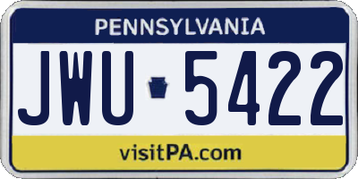 PA license plate JWU5422
