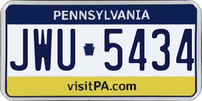 PA license plate JWU5434