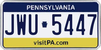 PA license plate JWU5447