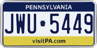 PA license plate JWU5449