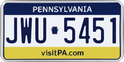 PA license plate JWU5451