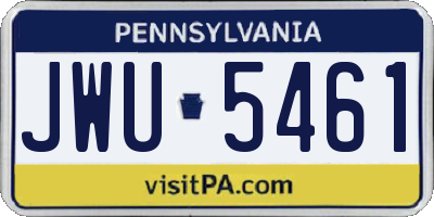 PA license plate JWU5461