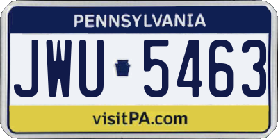 PA license plate JWU5463