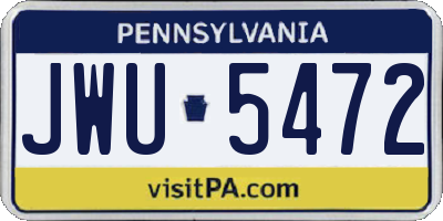 PA license plate JWU5472