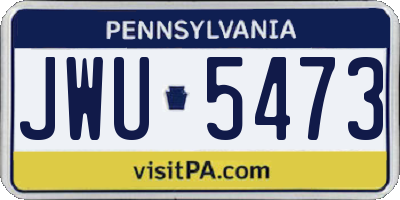 PA license plate JWU5473