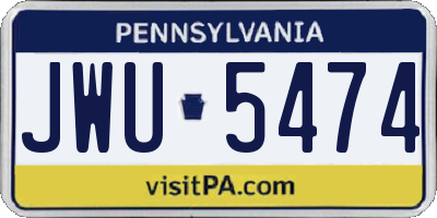PA license plate JWU5474