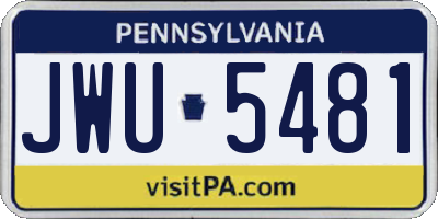 PA license plate JWU5481