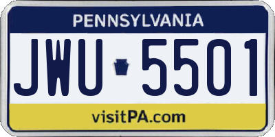 PA license plate JWU5501