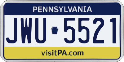 PA license plate JWU5521