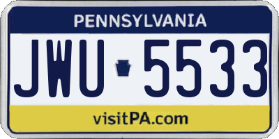 PA license plate JWU5533