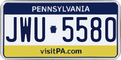 PA license plate JWU5580