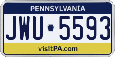 PA license plate JWU5593