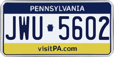 PA license plate JWU5602