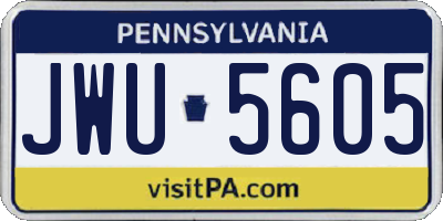 PA license plate JWU5605