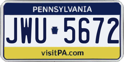 PA license plate JWU5672