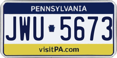 PA license plate JWU5673