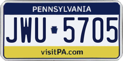 PA license plate JWU5705