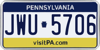 PA license plate JWU5706