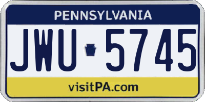 PA license plate JWU5745