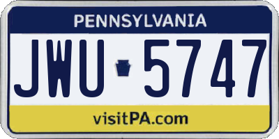 PA license plate JWU5747