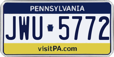 PA license plate JWU5772