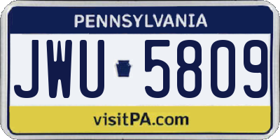 PA license plate JWU5809