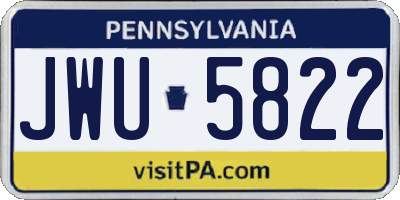 PA license plate JWU5822