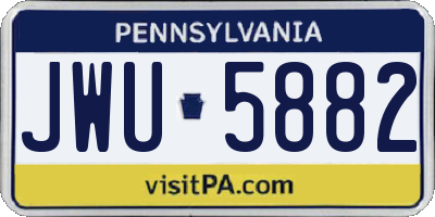 PA license plate JWU5882