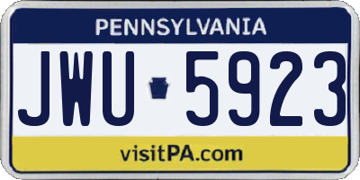 PA license plate JWU5923