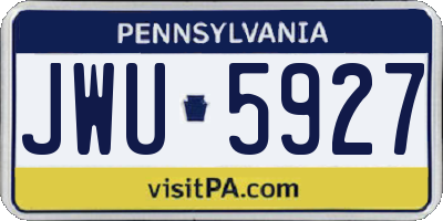 PA license plate JWU5927