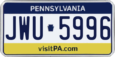 PA license plate JWU5996