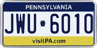 PA license plate JWU6010